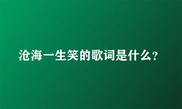 沧海一生笑的歌词是什么？