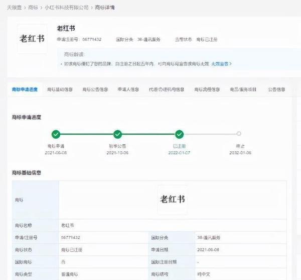 小红书申请老红书商标获批 这是咋情况？