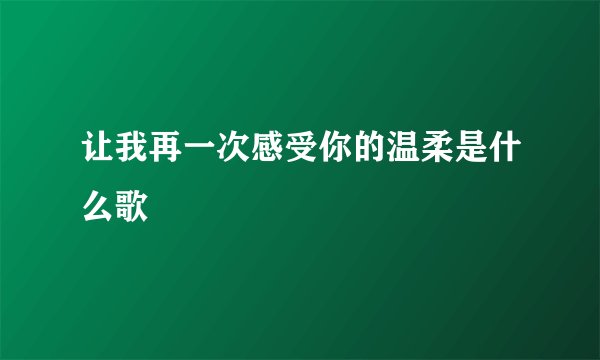 让我再一次感受你的温柔是什么歌
