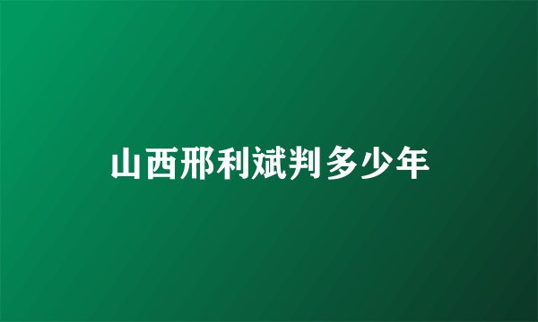 山西邢利斌判多少年