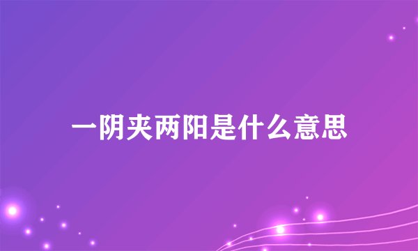 一阴夹两阳是什么意思