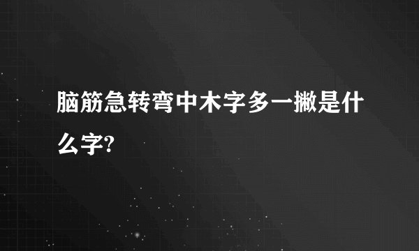 脑筋急转弯中木字多一撇是什么字?