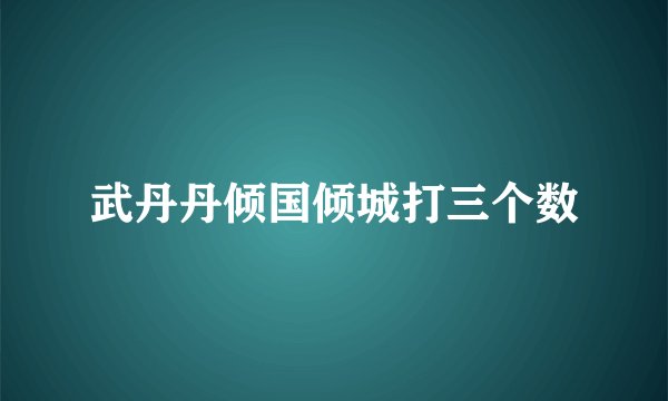 武丹丹倾国倾城打三个数