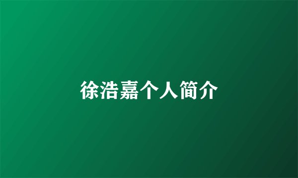 徐浩嘉个人简介