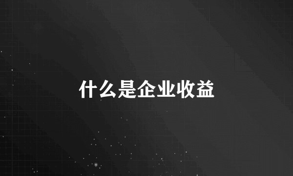 什么是企业收益