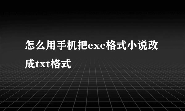 怎么用手机把exe格式小说改成txt格式