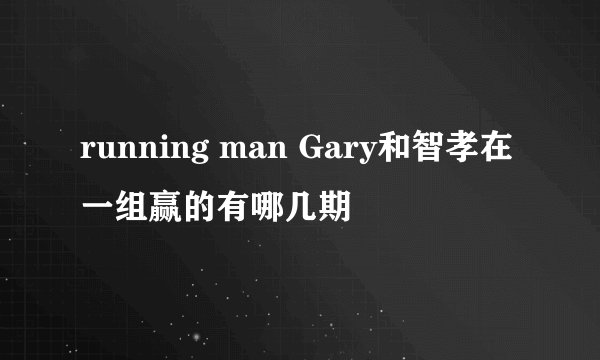 running man Gary和智孝在一组赢的有哪几期