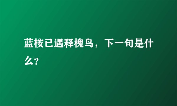蓝桉已遇释槐鸟，下一句是什么？