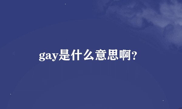 gay是什么意思啊？