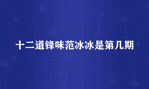 十二道锋味范冰冰是第几期