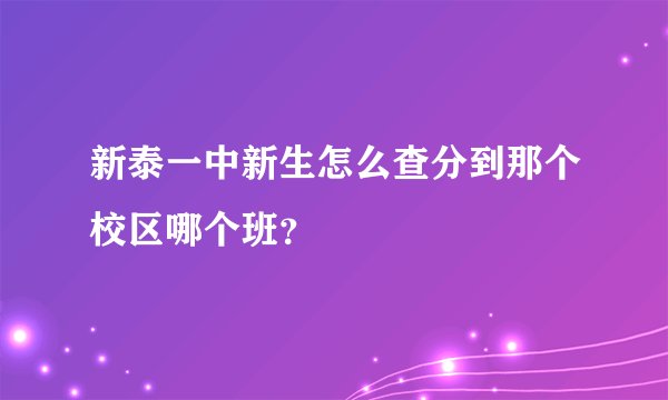 新泰一中新生怎么查分到那个校区哪个班？