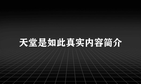 天堂是如此真实内容简介