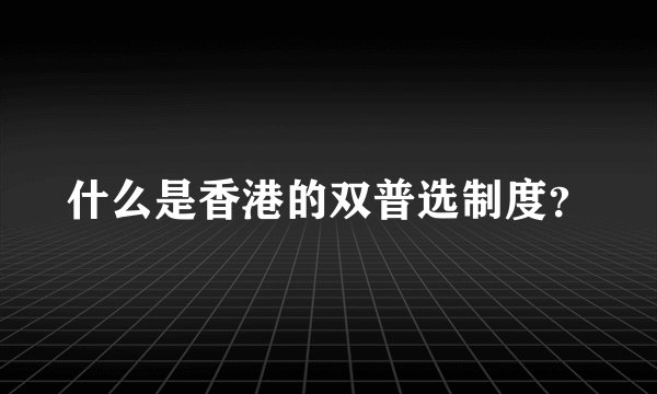 什么是香港的双普选制度？