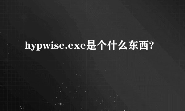 hypwise.exe是个什么东西?