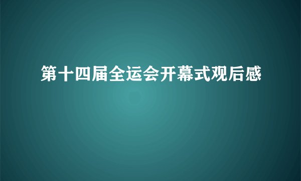 第十四届全运会开幕式观后感