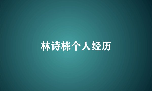 林诗栋个人经历