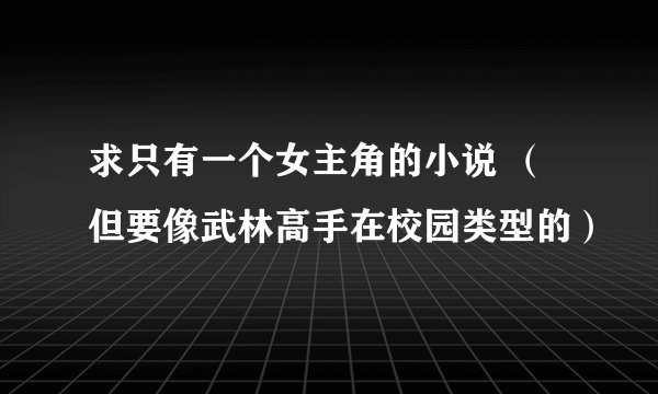 求只有一个女主角的小说 (但要像武林高手在校园类型的)