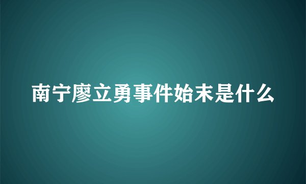 南宁廖立勇事件始末是什么