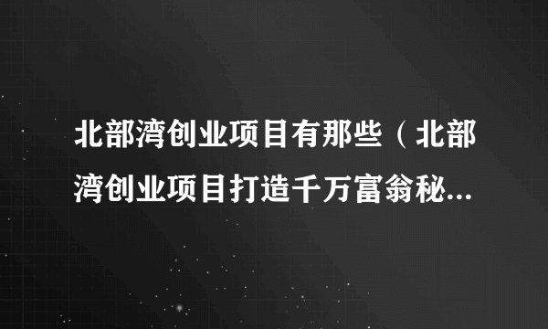 北部湾创业项目有那些（北部湾创业项目打造千万富翁秘诀解析）