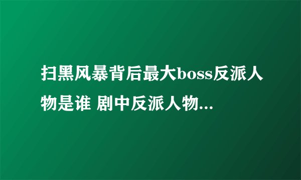扫黑风暴背后最大boss反派人物是谁 剧中反派人物身份解析