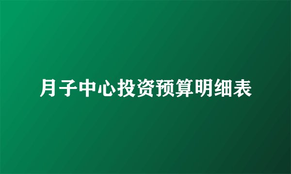 月子中心投资预算明细表