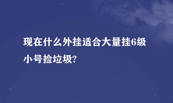 现在什么外挂适合大量挂6级小号捡垃圾?