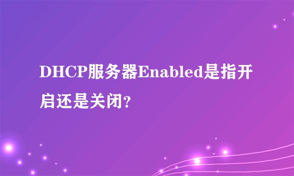 DHCP服务器Enabled是指开启还是关闭？