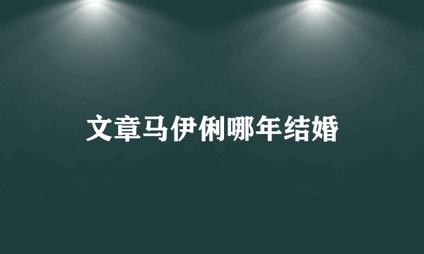 文章马伊俐哪年结婚