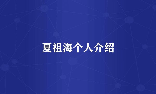 夏祖海个人介绍