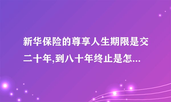 新华保险的尊享人生期限是交二十年,到八十年终止是怎么回事?到二十年后我可以连本带利拿出来吗?