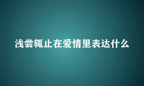 浅尝辄止在爱情里表达什么