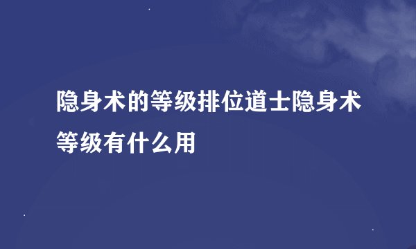 隐身术的等级排位道士隐身术等级有什么用