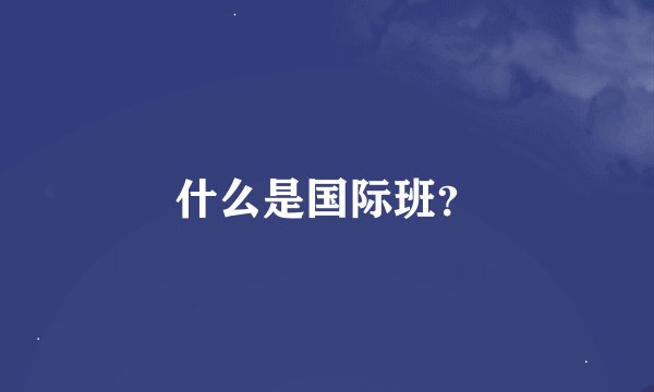 什么是国际班？