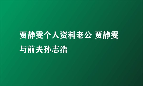 贾静雯个人资料老公 贾静雯与前夫孙志浩