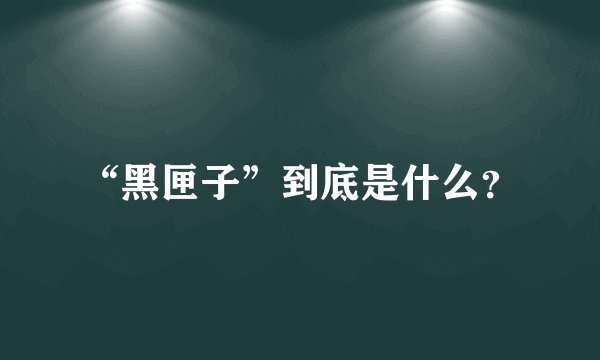 “黑匣子”到底是什么？