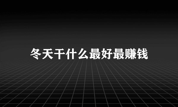 冬天干什么最好最赚钱