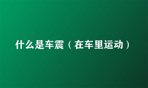 什么是车震（在车里运动）
