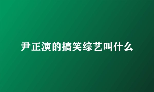 尹正演的搞笑综艺叫什么