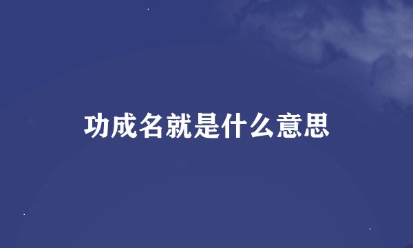 功成名就是什么意思