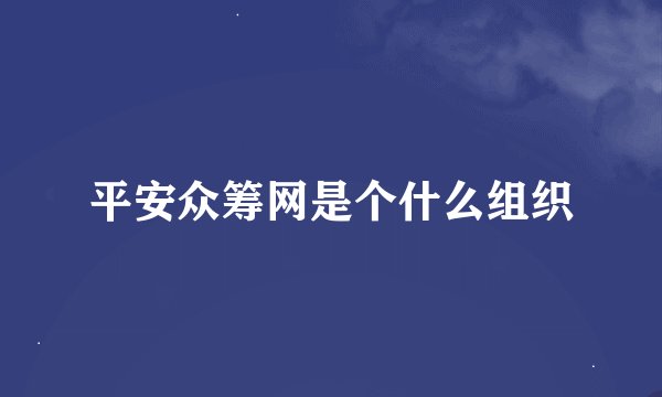 平安众筹网是个什么组织