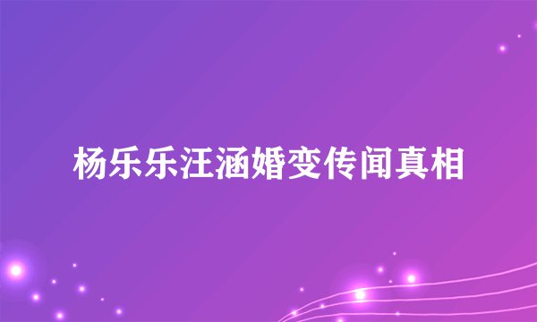 杨乐乐汪涵婚变传闻真相