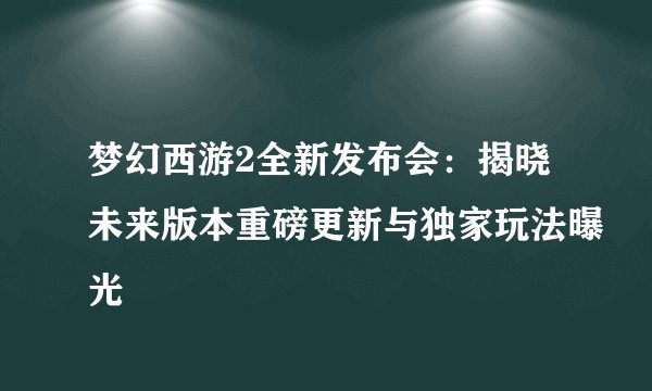 梦幻西游2全新发布会：揭晓未来版本重磅更新与独家玩法曝光
