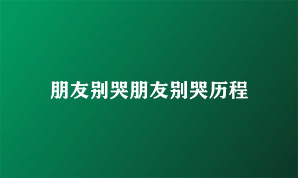 朋友别哭朋友别哭历程