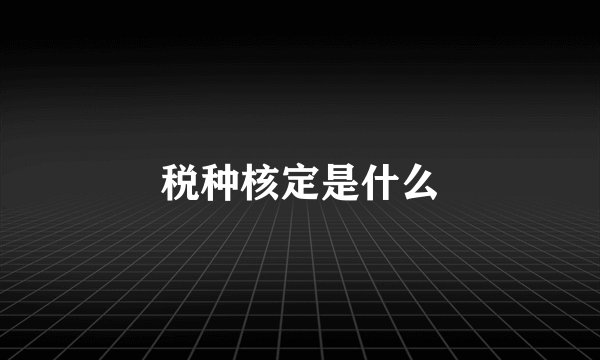 税种核定是什么