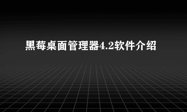 黑莓桌面管理器4.2软件介绍