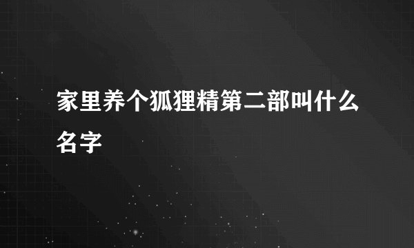 家里养个狐狸精第二部叫什么名字