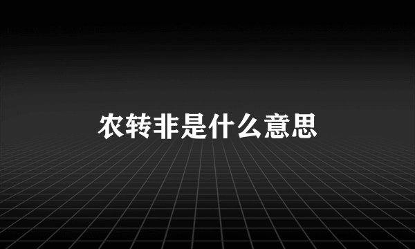 农转非是什么意思