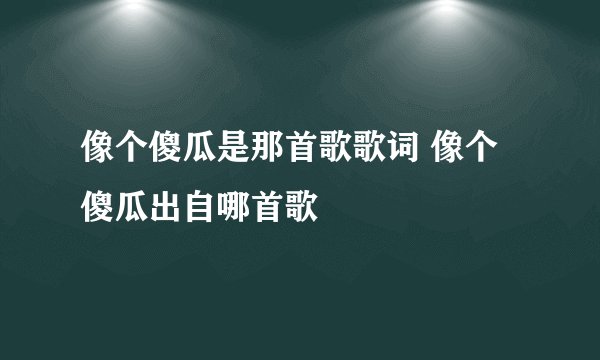 像个傻瓜是那首歌歌词 像个傻瓜出自哪首歌