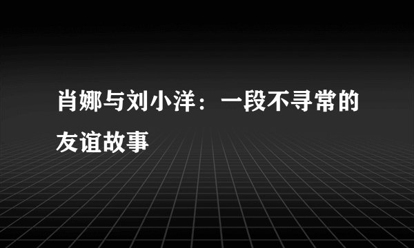 肖娜与刘小洋：一段不寻常的友谊故事