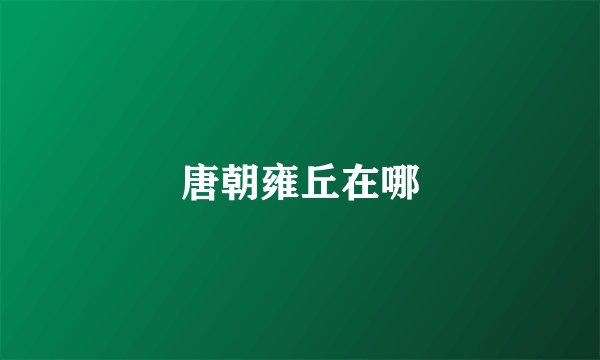 唐朝雍丘在哪